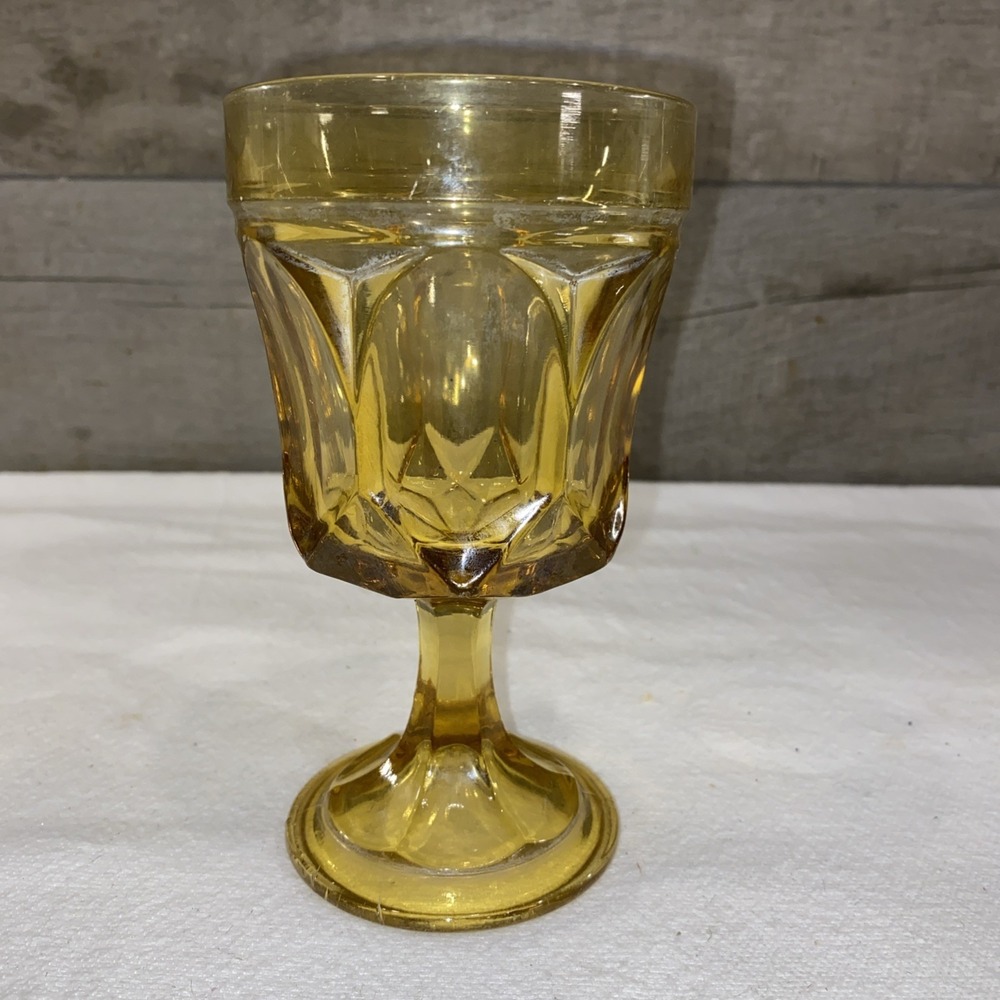 Vintage Anchor Hocking Fairfield Amber Glass Wine Water Goblet 6"